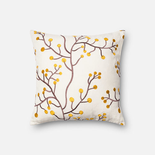 White and Gold 18-Inch Decorative Pillow with Down Insert - Modern - Bed Pillows - by Bellacor